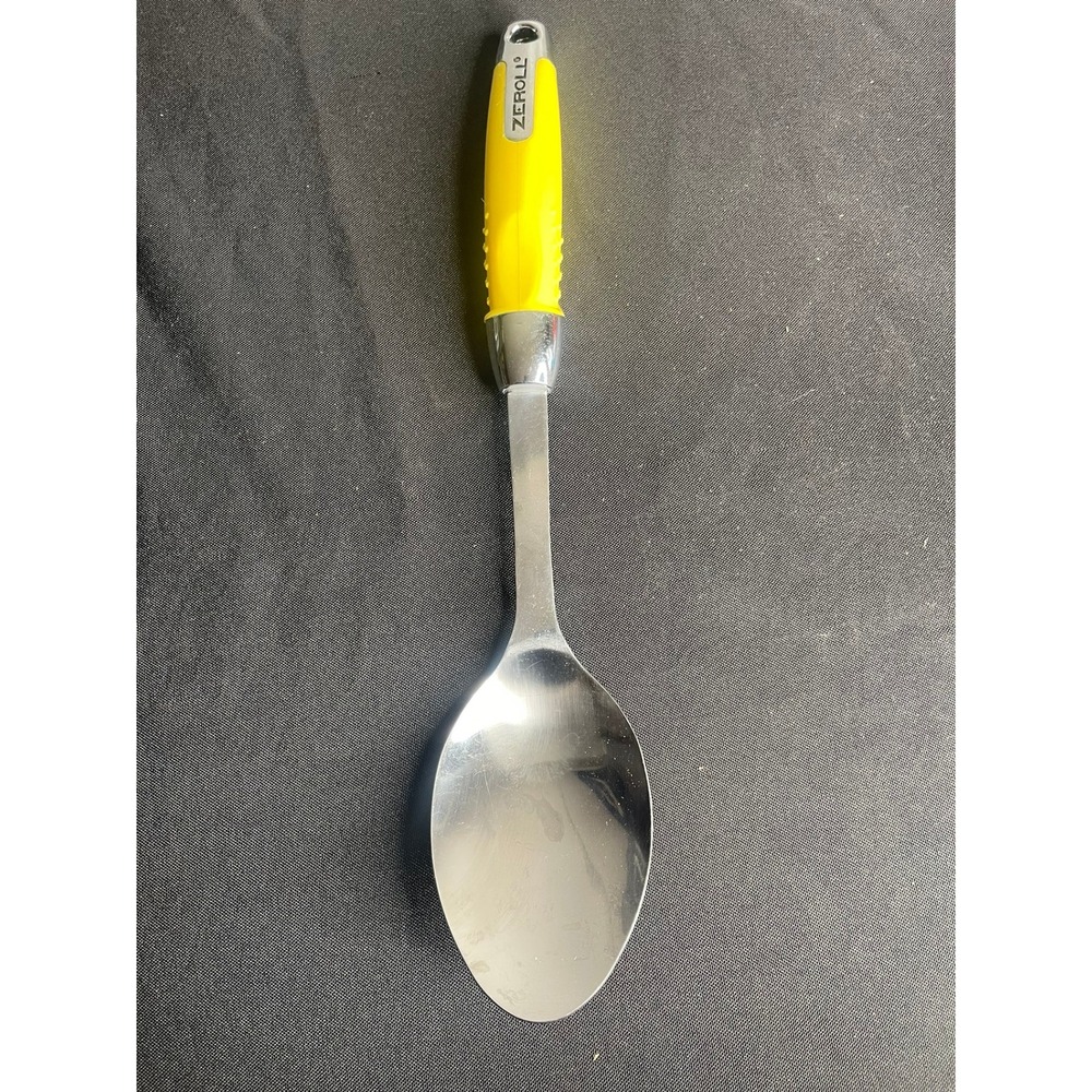Zeroll Stainless Steel Serving Spoon Yellow Ergonomic Grip Handle 12.5 Inch